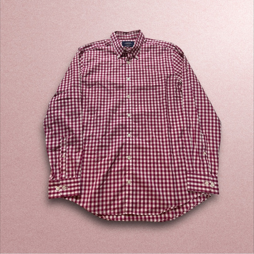 CHARLES TYRWHITT Shirt Mens Medium Weekend Non-Iron Gingham Long Sleeve Preppy